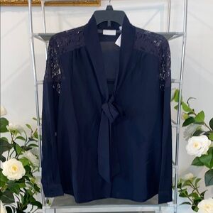 Navy Lace Women's Top